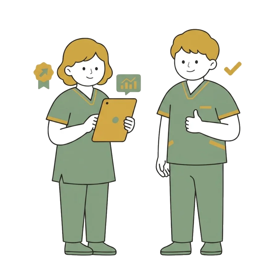 並んで立つ2人のスタッフのイラスト